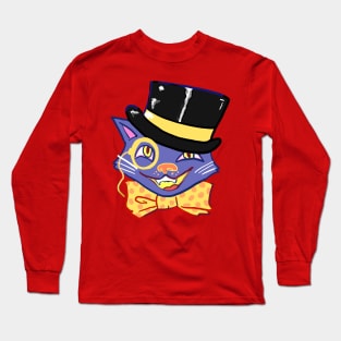 Vintage Halloween Cat Head with Top Hat Long Sleeve T-Shirt